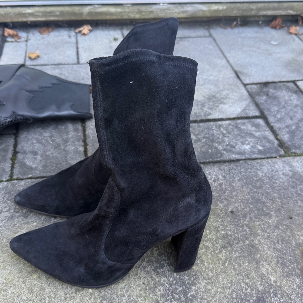 Stuart Weitzman Black Suede sock Boots 7.5